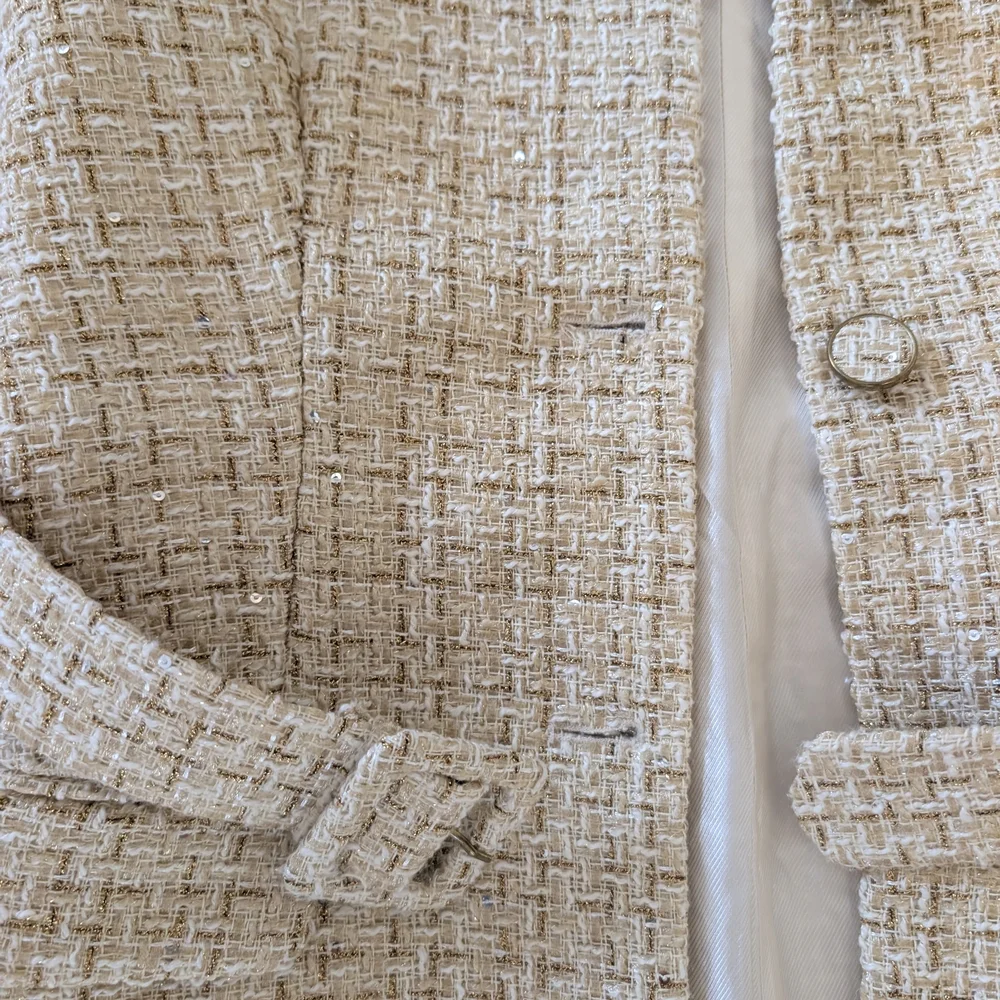 Zara Beige Tweed Open-Front Vest - Picture 5 of 5